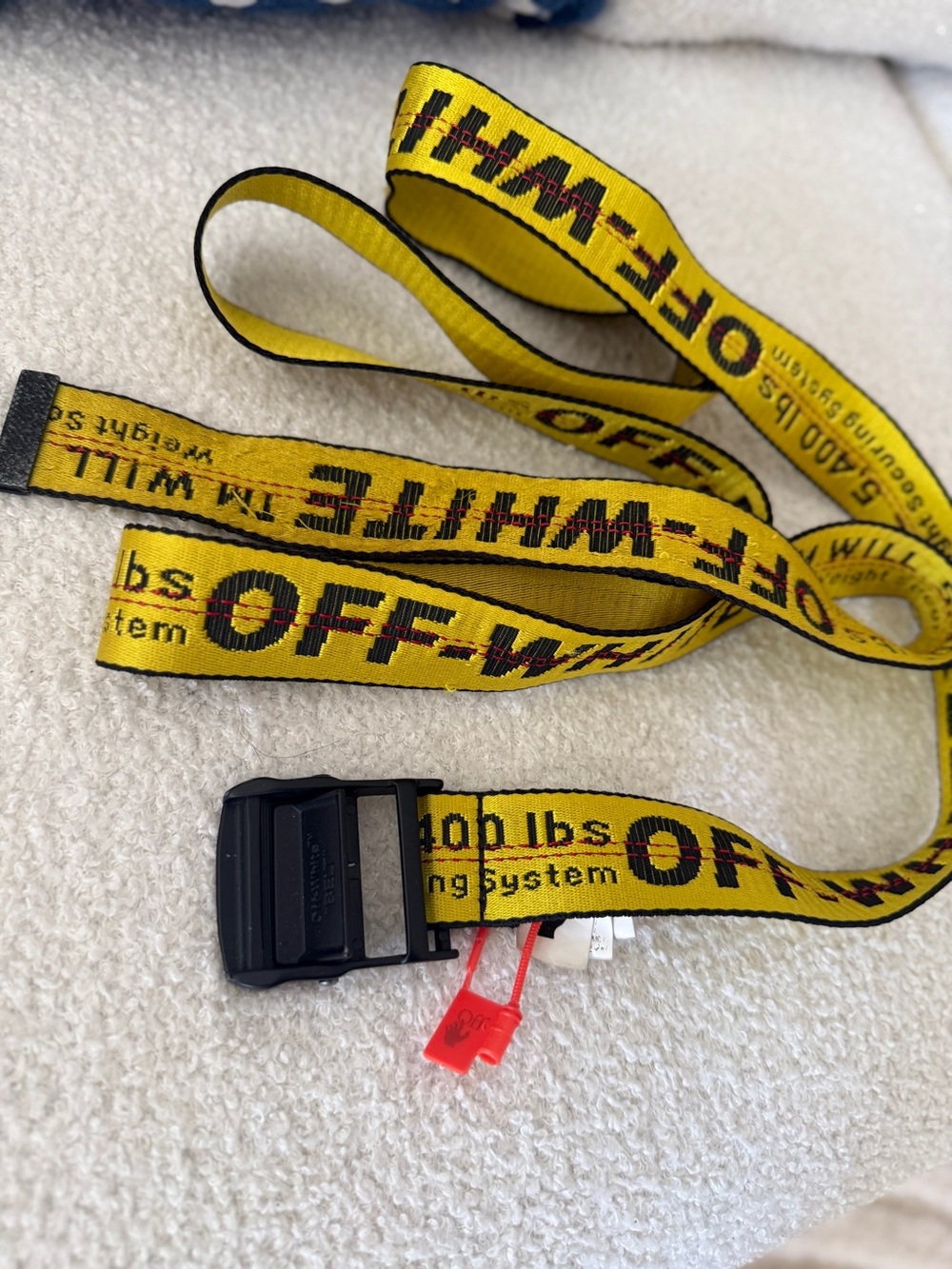 OFF-WHITE Yellow Industrial Belt with Black Metal Buckle
